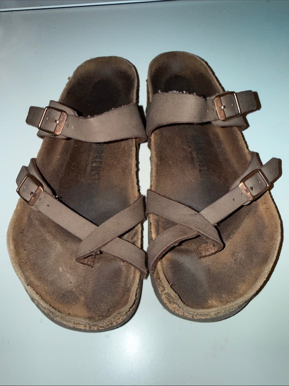 Birkenstock Brown Crisscross Two-Strap Sandals